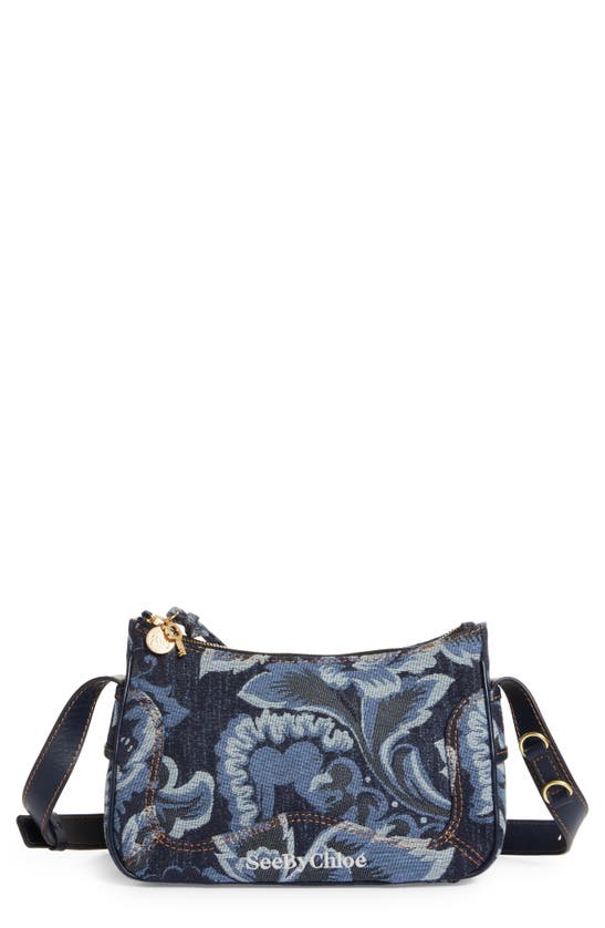 See By Chloé Hana Denim Jacquard Baguette Shoulder Bag