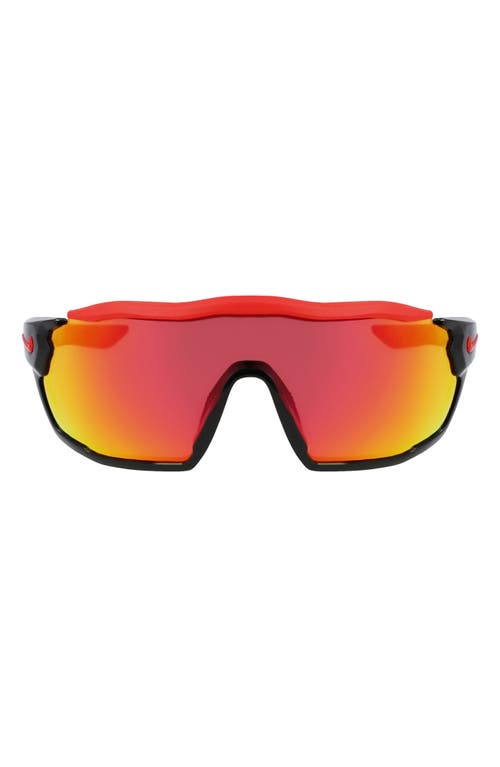 Nike Show X Rush 58mm Shield Sunglasses in Black/Red Mirror