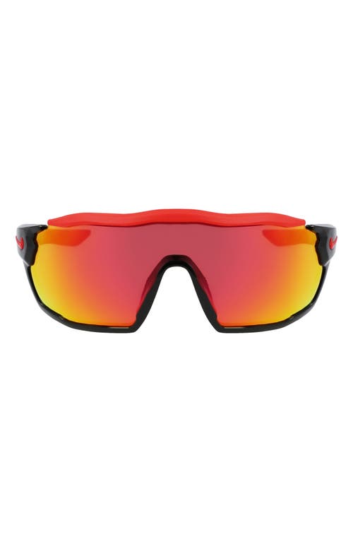 Nike Show X Rush 58mm Shield Sunglasses in Black/Red Mirror at Nordstrom