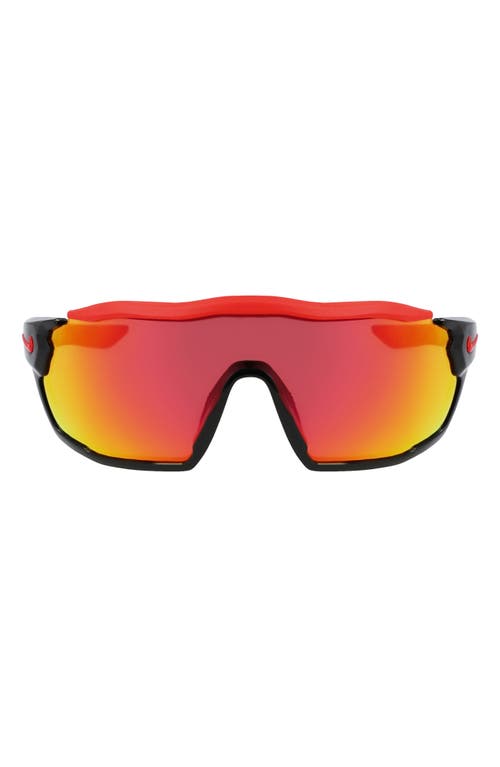 Nike Show X Rush 58mm Shield Sunglasses In Black/red Mirror
