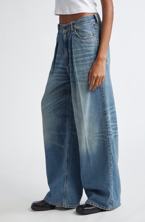 Shop Haikure Candy Pleated Wide Leg Jeans In Blue Tencel