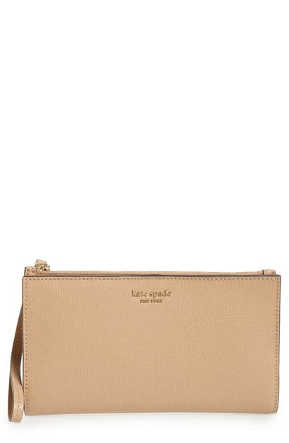 Kate Spade Large Sylvia Leather Wristlet - Beige In Light Fawn