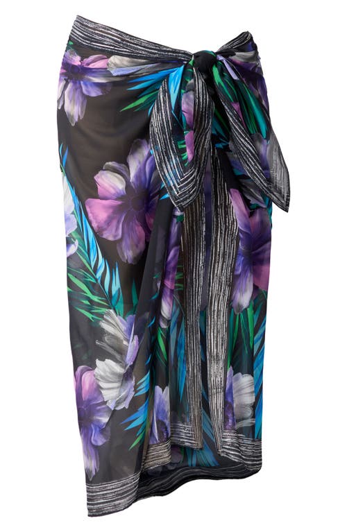 Shop Miraclesuit ® Flora Aura Cover-up Scarf Pareo In Black Multi