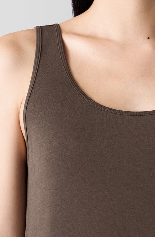 Shop Eileen Fisher Slim Fit Scoop Neck Silk Tank In Wren