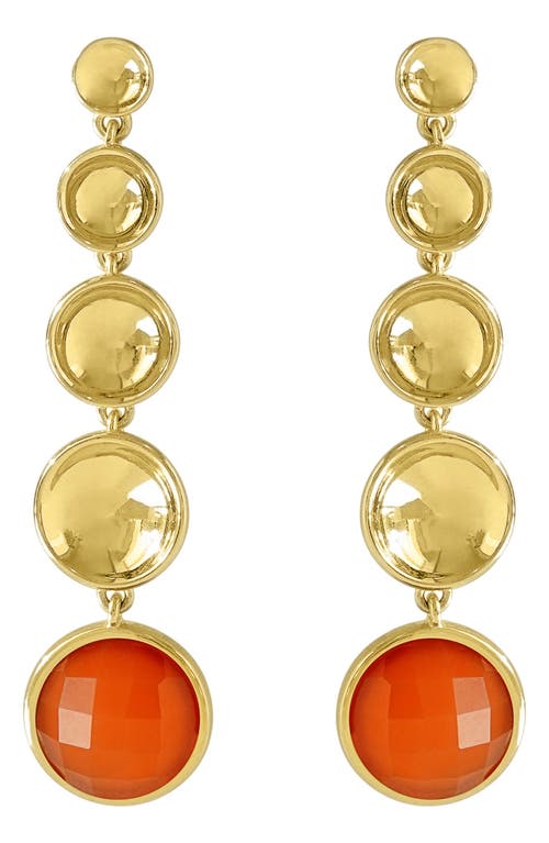 Sol Statement Gemstone Drop Earrings in Orange Onyx/Gold