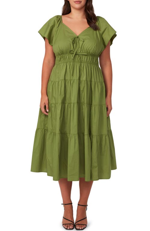 Ana Cotton Midi Dress in Kiwi