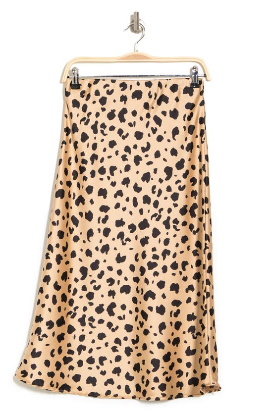 Cheetah Print Satin Midi Skirt | ModeSens