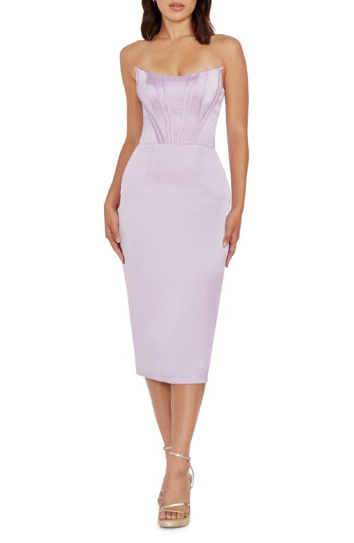 Dress The Population Cosette Strapless Satin Corset Cocktail Dress In Lilac
