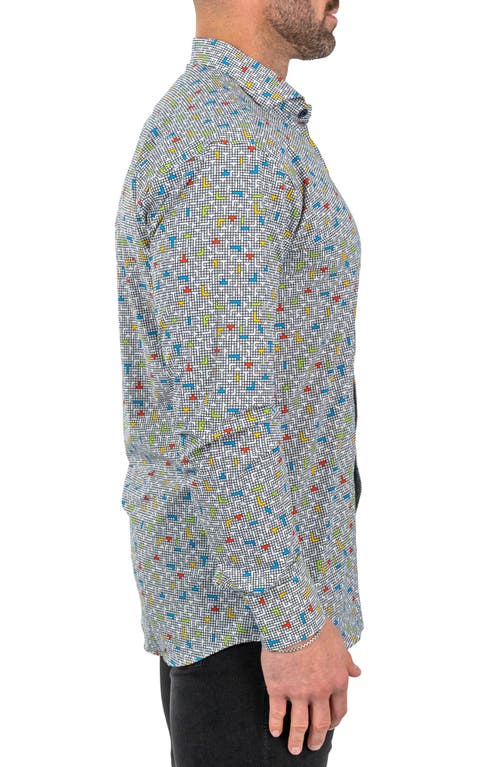 Maceoo Einstein Stretch Tetris Button-up Shirt In White