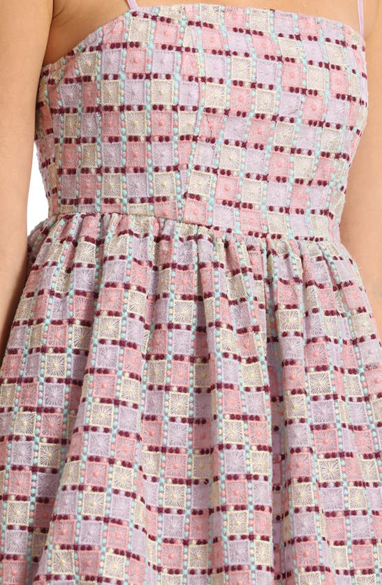 Shop Avec Les Filles Embroidered Bubble Minidress In Pink Multi