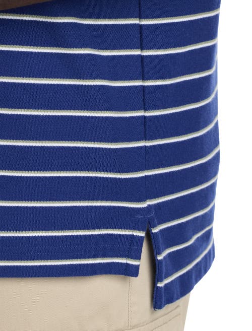 Harbor Bay By Dxl Tri-color Striped Polo Shirt In Blue Multi