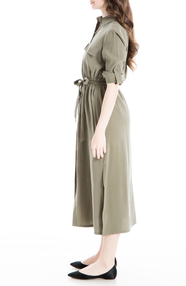 MAX STUDIO Roll Sleeve Utility Maxi Shirtdress Nordstromrack