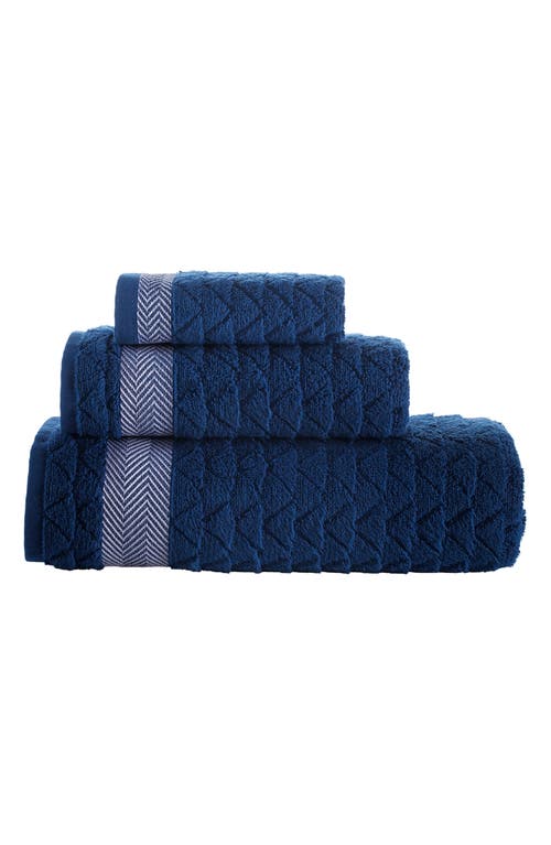 Shop Brooks Brothers Herringbone Cotton Bath Towel In Navy