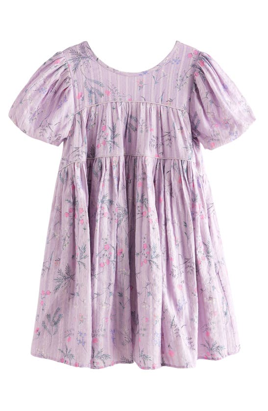 Shop Laura Ashley Kids' Croswell Shimmer Stripe Babydoll Dress In Lilac Floral