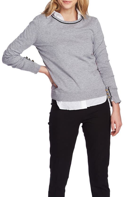 Shop Court & Rowe Cotton Blend Sweater In Silver Heather