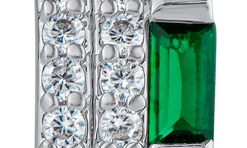 Cz By Kenneth Jay Lane Cubic Zirconia Triple Row Huggie Hoop Earrings In Green/silver