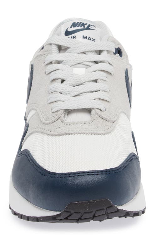 Shop Nike Air Max 1 Essential Sneaker In White/navy/silver