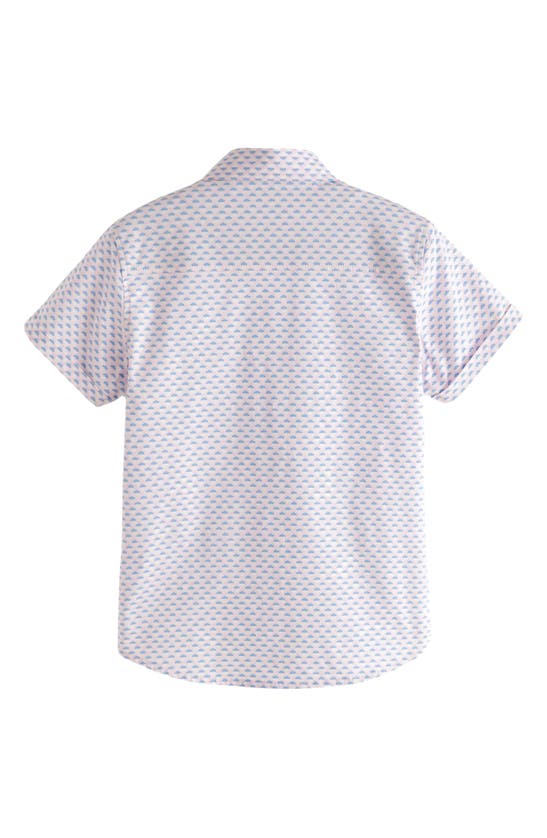 Baker By Ted Baker Kids' Cotton Graphic T-shirt & Print Short Sleeve Button-down Shirt Set In Pink