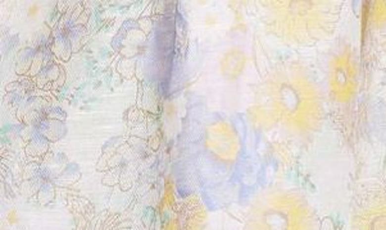 Shop Zimmermann Butterfly Embellished Long Sleeve Linen & Silk Minidress In Blue Meadow