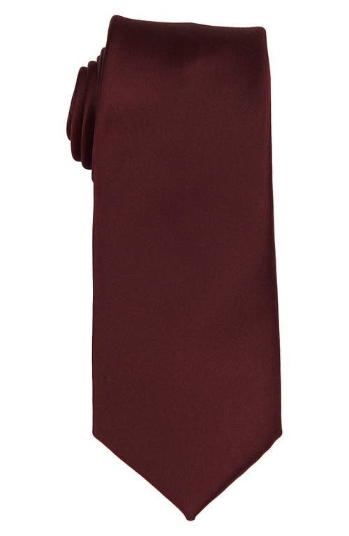 Shop Brooklyn Brigade Solid Satin Tie In Cabernet