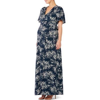 Ingrid & Isabel Flutter Sleeve Knit Maternity/nursing Maxi Dress, White