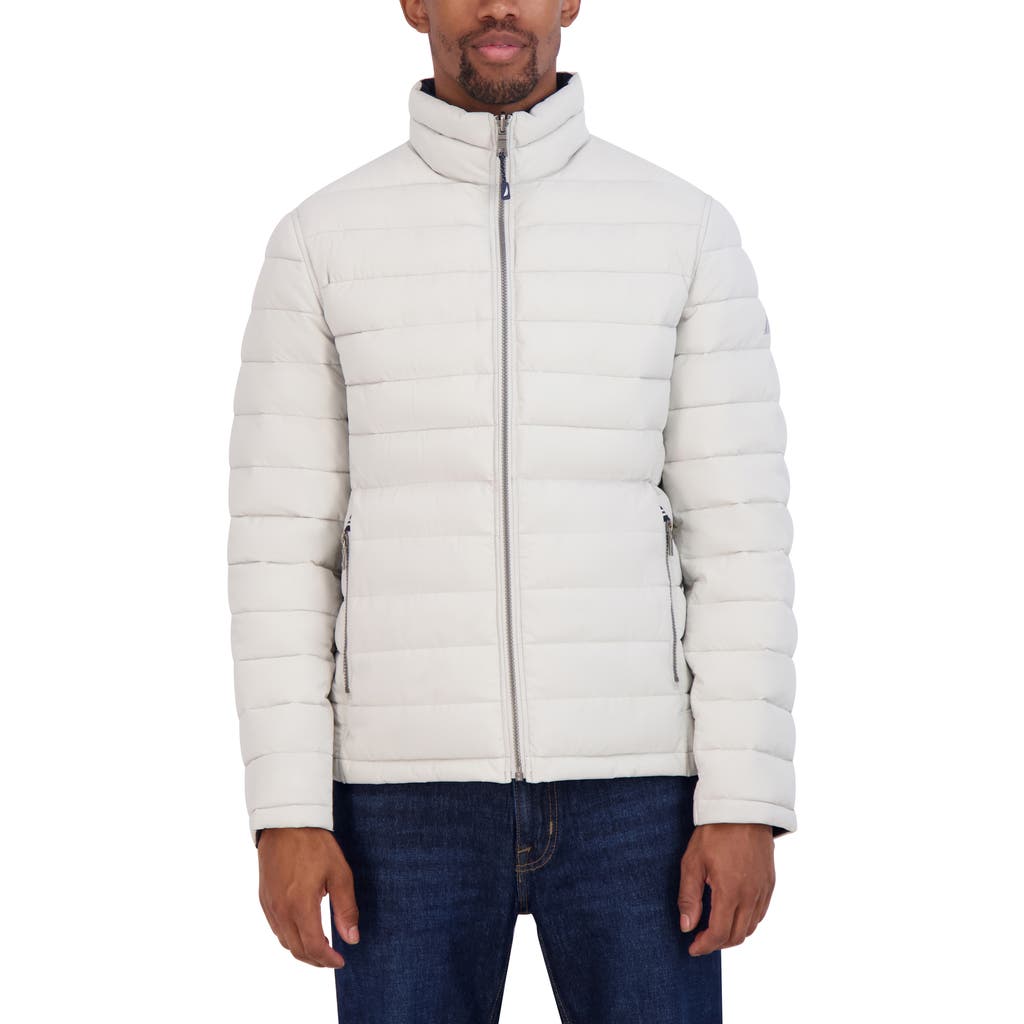 Nautica Water Resistant Reversible Puffer Jacket In Cloud Grey