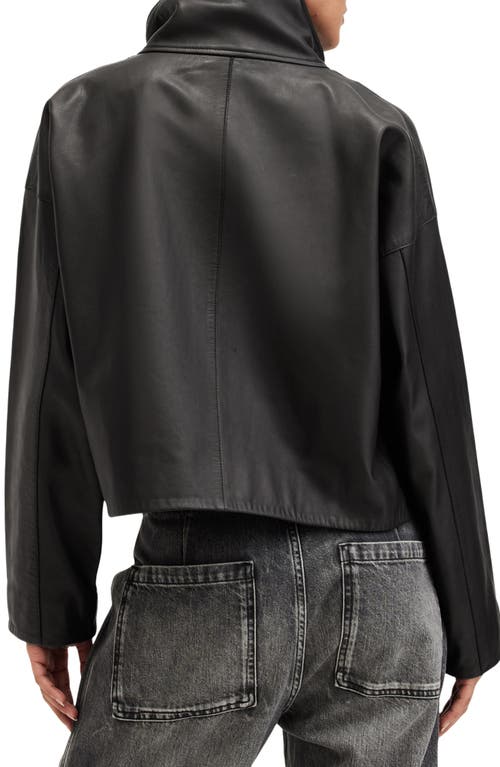 Allsaints Ryder Funnel Neck Leather Jacket In Black