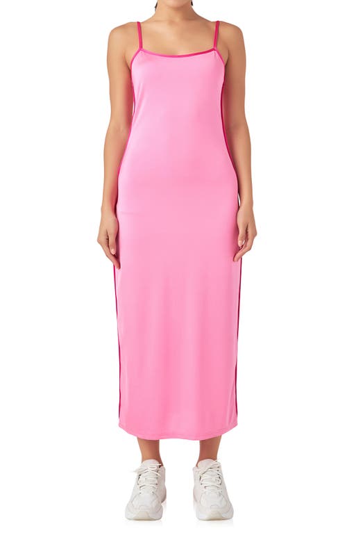 Endless Rose Contrast Binding Tank Dress In Pink/fuchsia