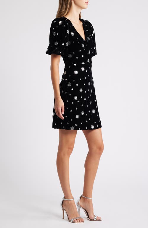 Eliza J V-neck Puff Sleeve Cocktail Dress In Black