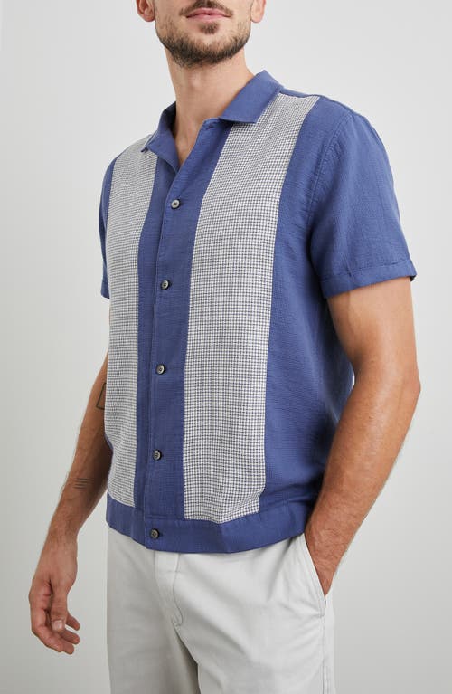 Shop Rails Duke Colorblock Short Sleeve Cotton Button-up Shirt In Royal Parchment