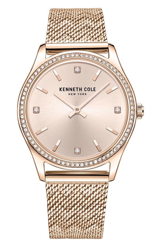 Kenneth Cole Classic Slim Mesh Strap Watch, 34mm In Rose Gold