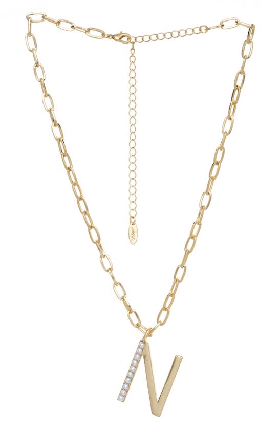 Ettika Imitation Pearl Initial Pendant Necklace In Gold- N