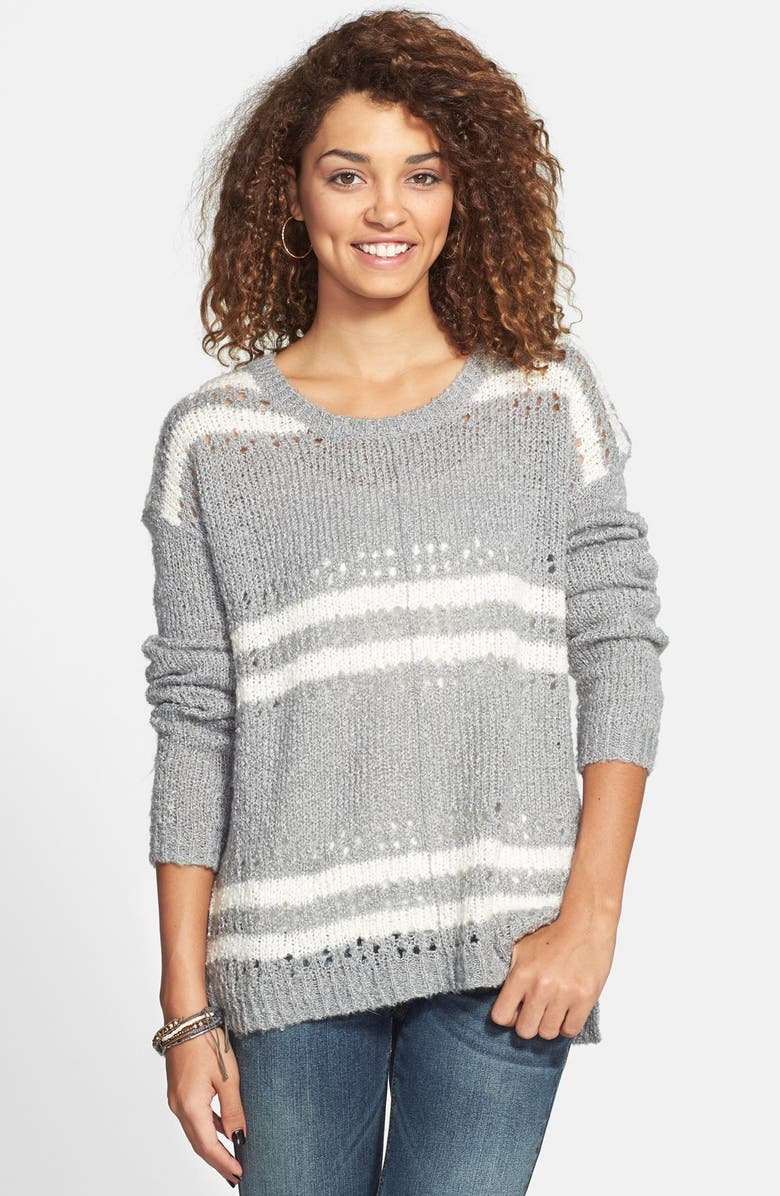 Sun & Shadow Stripe Bouclé Sweater (Juniors) | Nordstrom
