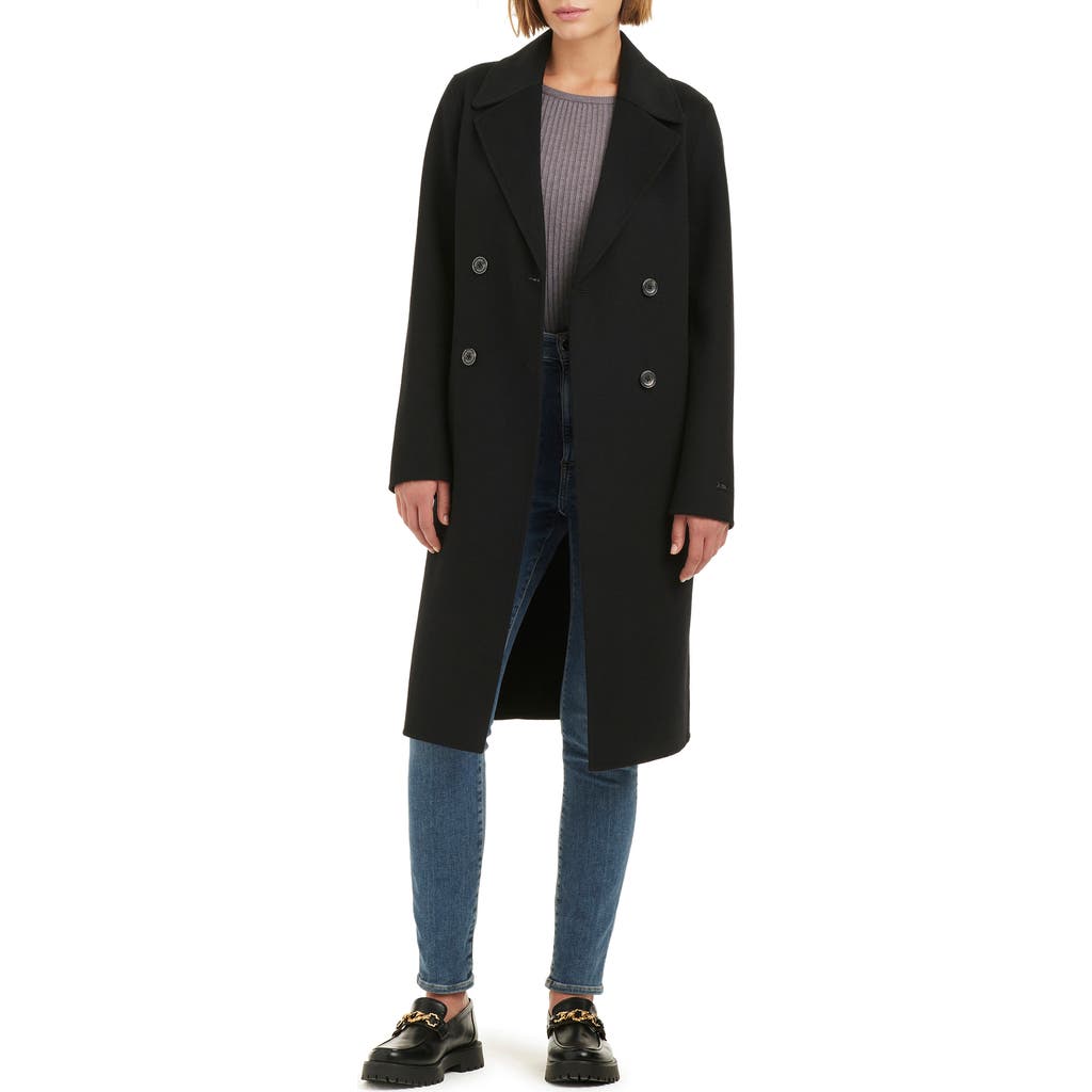 Vince Camuto Oversize Double Breasted Wool Blend Coat In Black