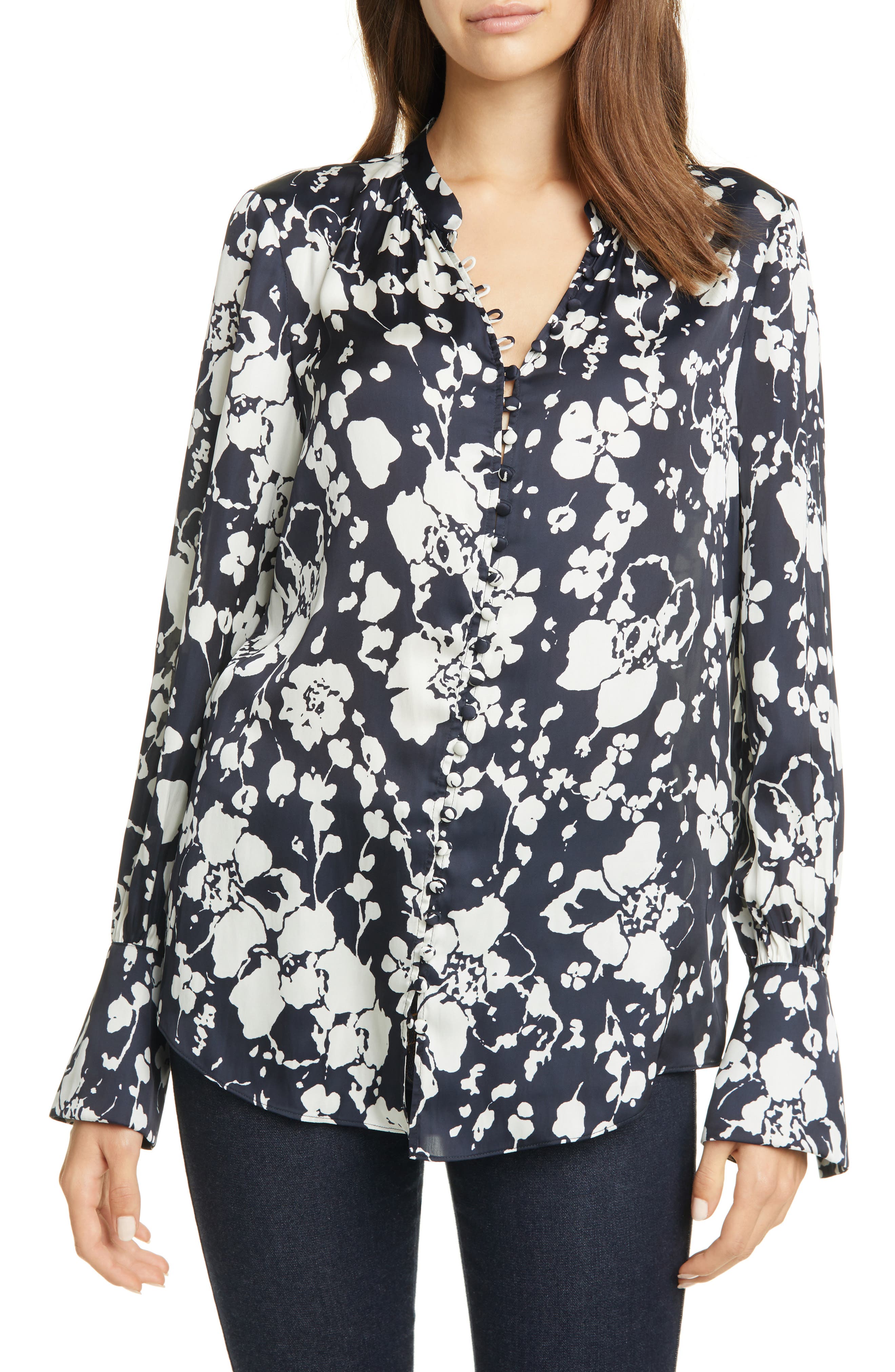 floral satin blouse