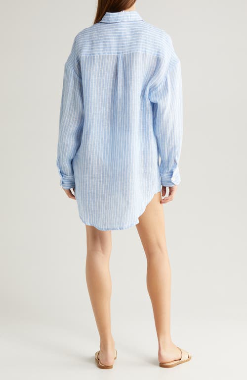 Shop Vitamin A ® Playa Oversize Linen Cover-up Shirt In Summer Stripe Linen