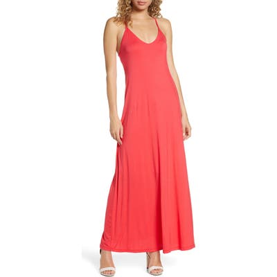 Fraiche By J Racerback V-Neck Maxi Dress, Red