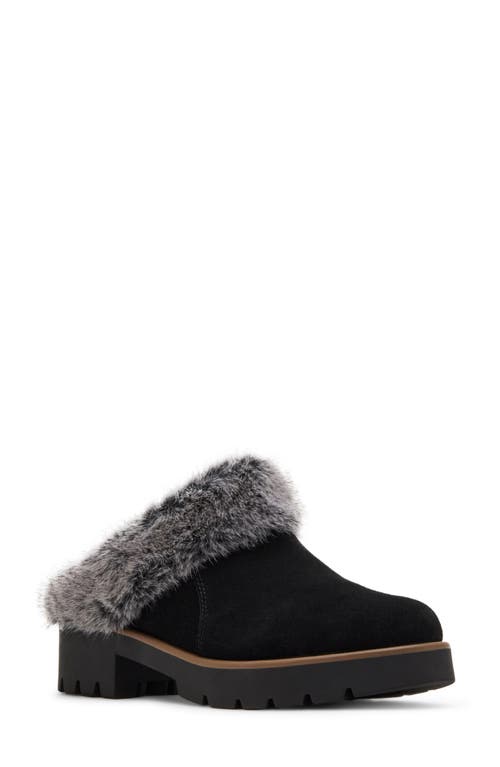 Shop Blondo Karoline Faux Fur Clog In Black Suede