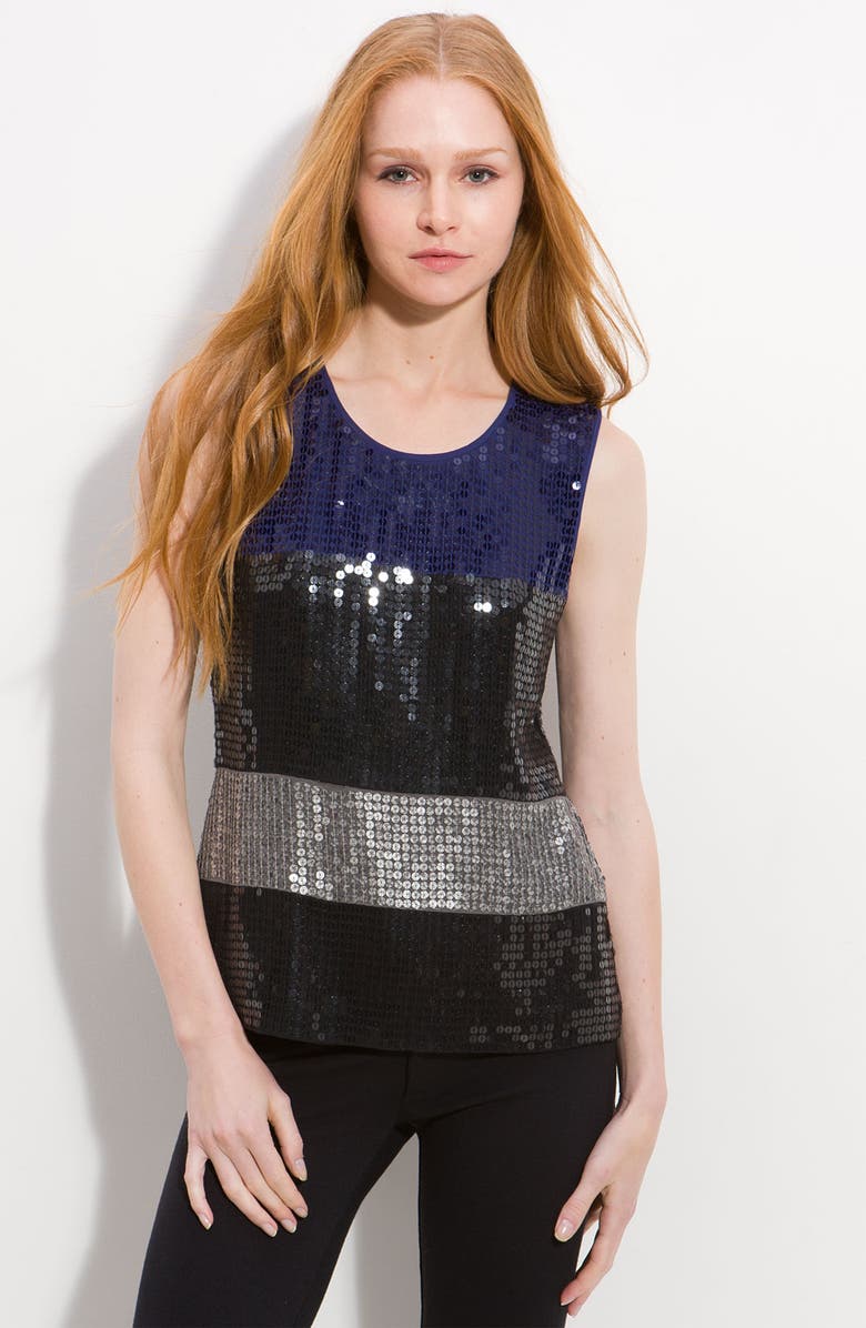 DKNY Sleeveless Colorblock Sequin Top | Nordstrom