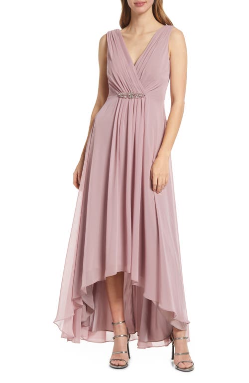 Eliza J Crystal Detail High-Low Gown in Rose