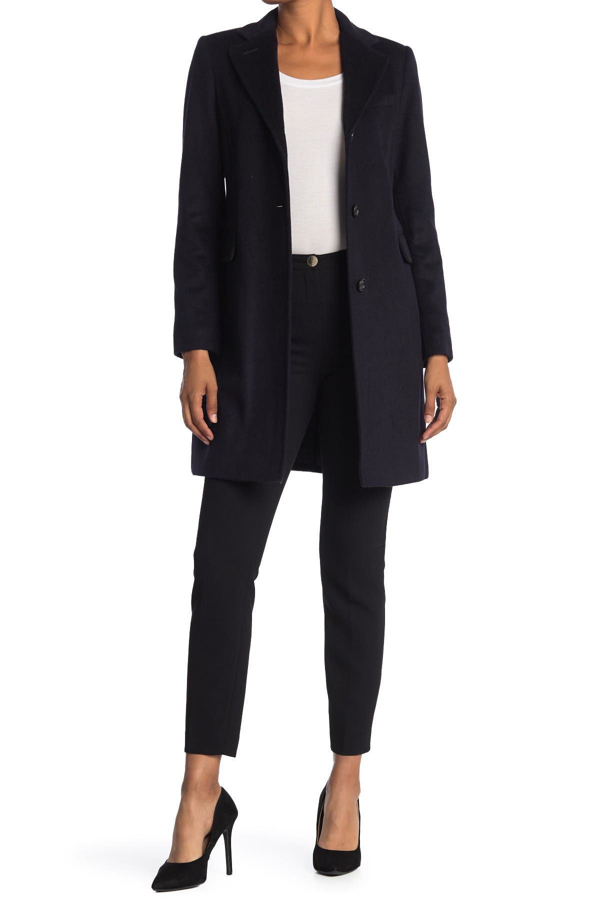 Image of Lauren Ralph Lauren Reefer Felted Wool Blend Coat