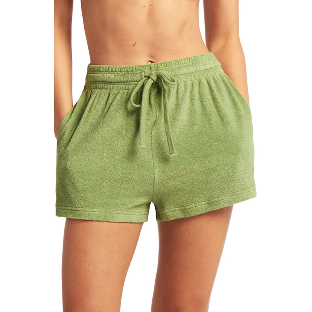 Shop Sea Level Safter Terry Knit Cover-up Shorts In Olive