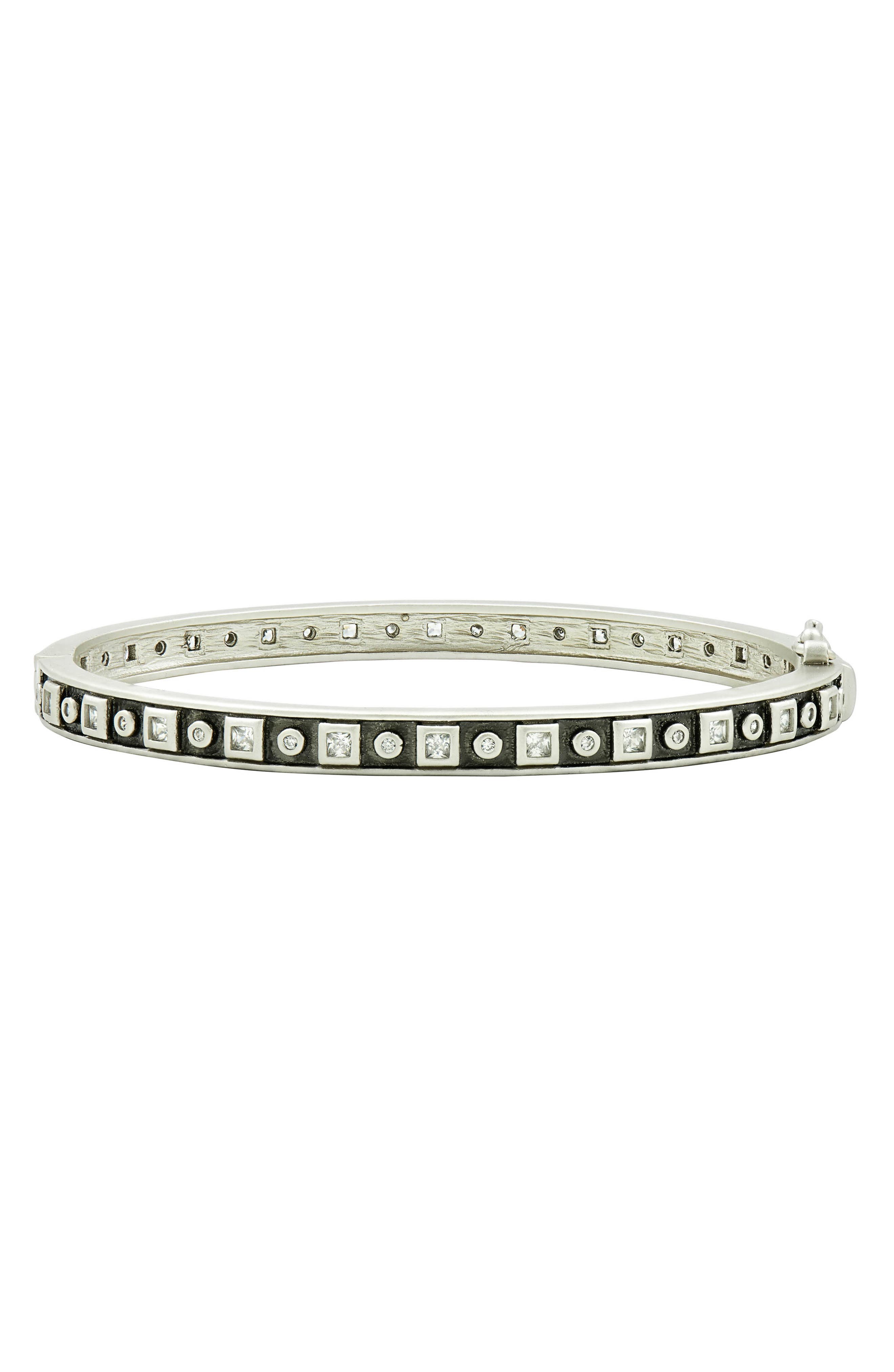 FREIDA ROTHMAN Signature Geometric Stacking Bangle Bracelet in Silver And Black at Nordstrom -  PRZB080203B-H