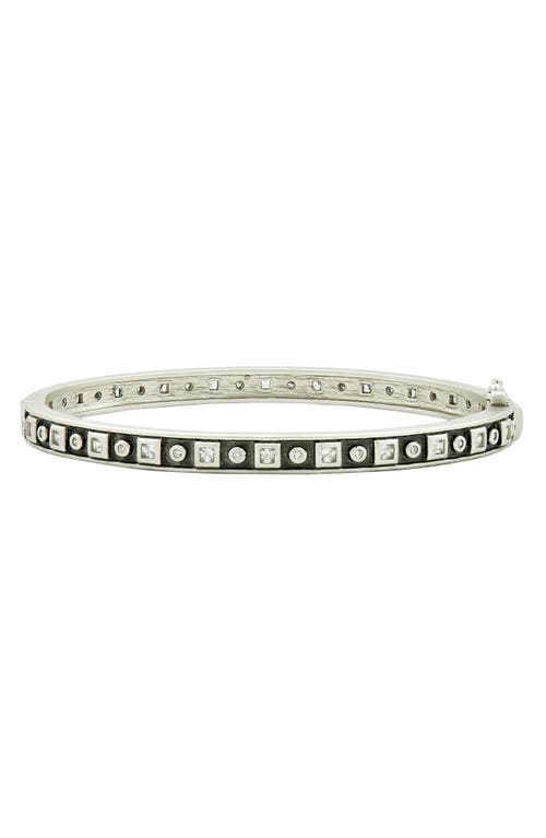 FREIDA ROTHMAN Signature Geometric Stacking Bangle Bracelet in Silver And Black at Nordstrom