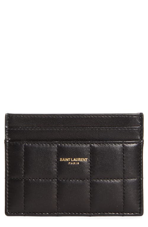 Saint Laurent Quilted Leather Card Case in Noir at Nordstrom