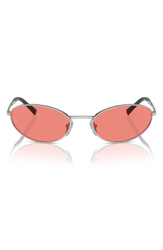 Shop Prada 59mm Oval Sunglasses In Silver