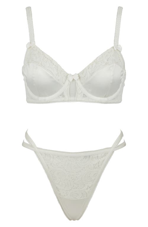 Shop Love, Vera Strappy Satin & Lace G-string In Ivory