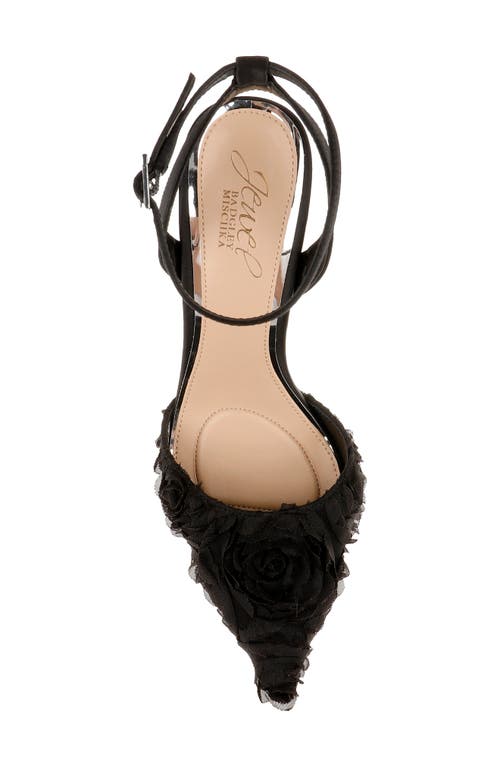 Jewel Badgley Mischka Shannon Pointed Toe Ankle Strap Pump In Black/black