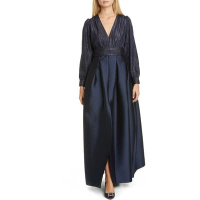 Sachin & Babi Split Long Sleeve Ballgown, Blue