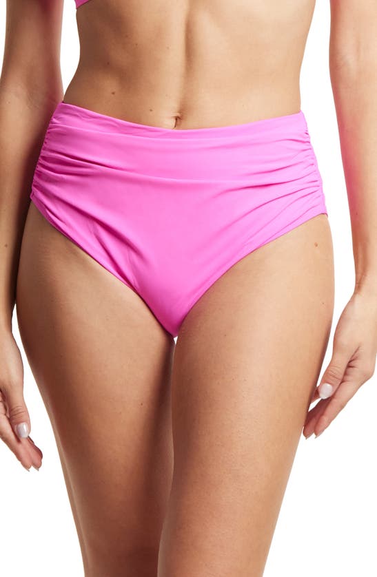 Hanky Panky Ruched High Waist Bikini Bottoms In Unapologetic Pink